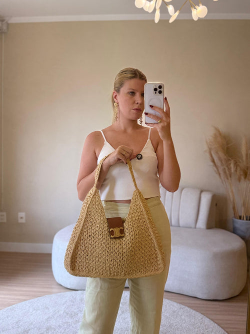 CELINE CABAS TRIANGLE RÁFIA