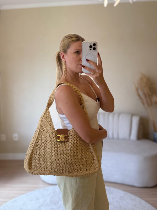 CELINE CABAS TRIANGLE RÁFIA